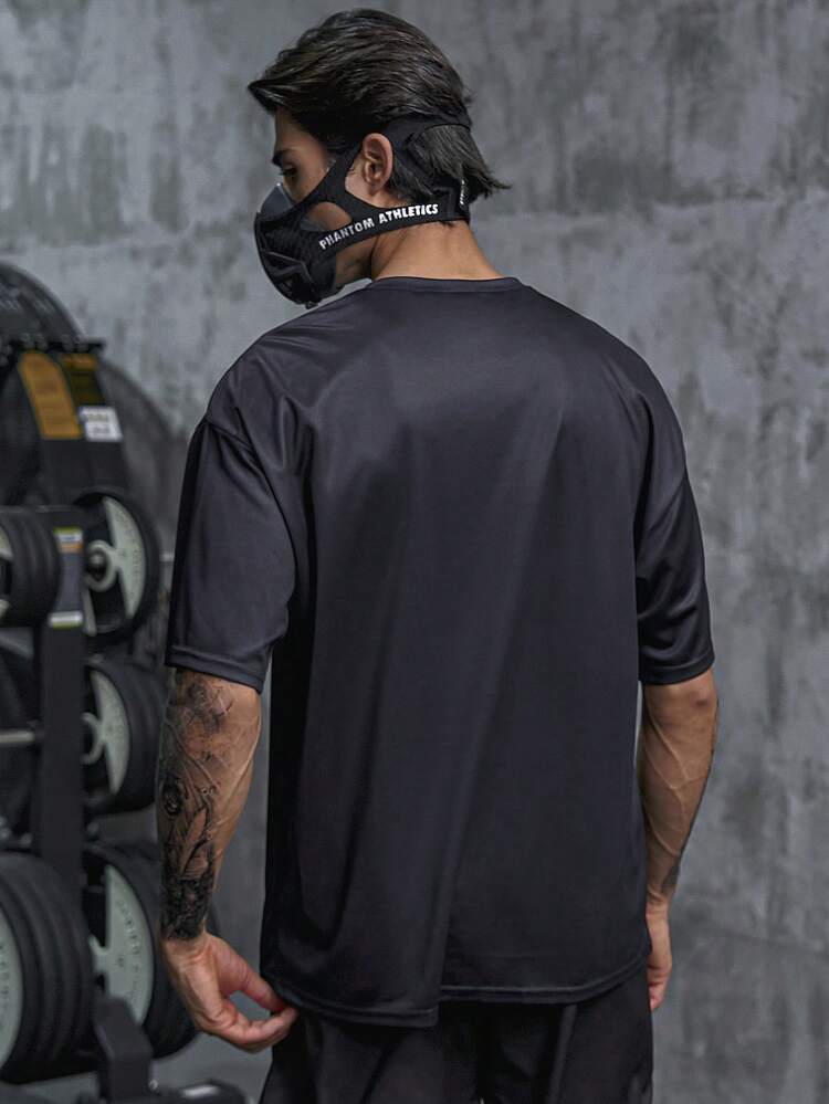 Men's Letter Printed Sports T-Shirt Workout Tops