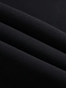 男士骷髏頭和字母圖案加絨內裏連帽衫 - 黑色 - 查看 4