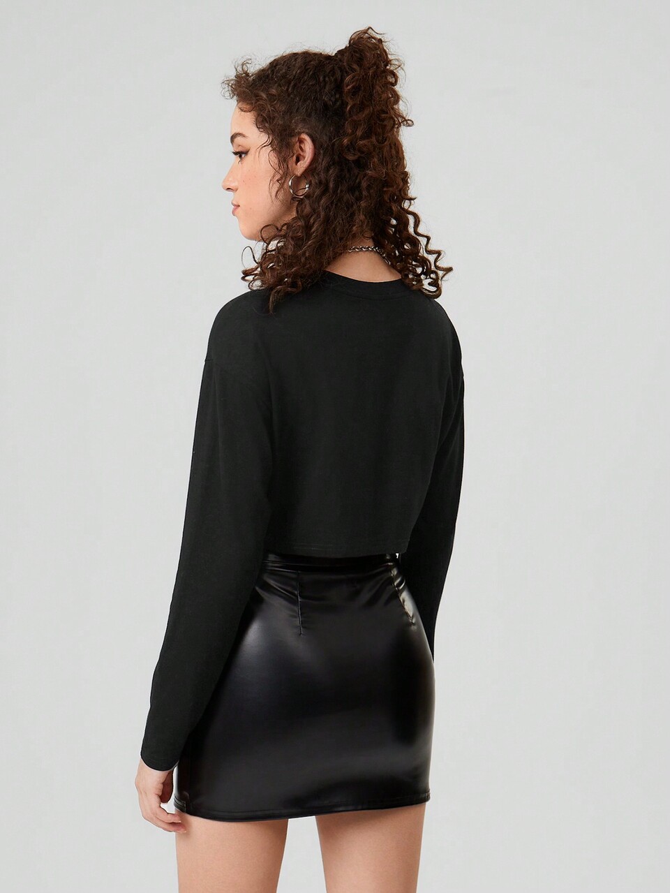 Long Sleeve Top With Rhinestone Letter Embellishment
