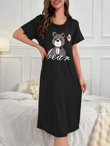 Đồ họa chữ cái & Gấu Váy ngủ - màu đen - Xem 3