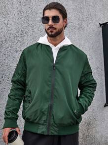 Manfinity Homme Men Plus Zip Up Bomber Jacket