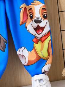 SHEIN Chico joven Pantalones deportivos con sudadera con estampado de dibujos animados de manga en contraste