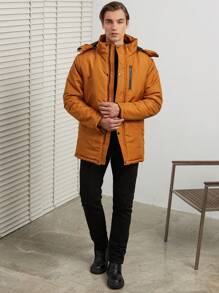 RueChic Homme Doudoune Zippé À Bouton À Capuche