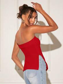 SHEIN BAE Vrouwen Strapless topje Met Gespleten zoom