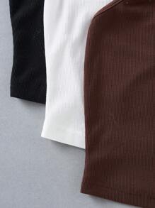 SHEIN Essnce Áo 3 dây dệt kim cổ yếm dành cho nữ - Nhiều màu - Xem 3