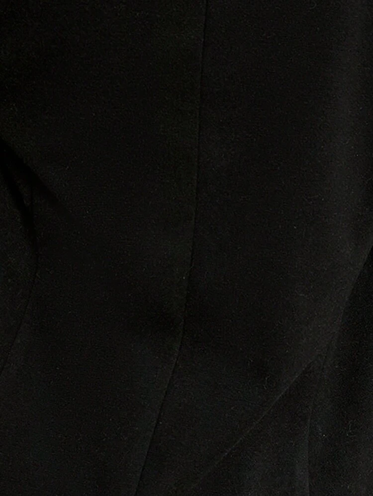 Solid Double Breasted Blazer Without Belt