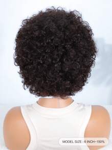 Short Afro Curly Wigs Human Hair Fluffy Kinky Afro Natural Black Curly Hair Puffs Ready to Wear - S2 - View 5