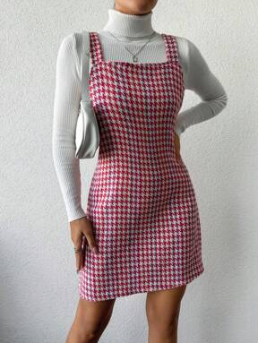 RueChic Overall Kleid mit Hahnentritt Muster, ohne Pullover