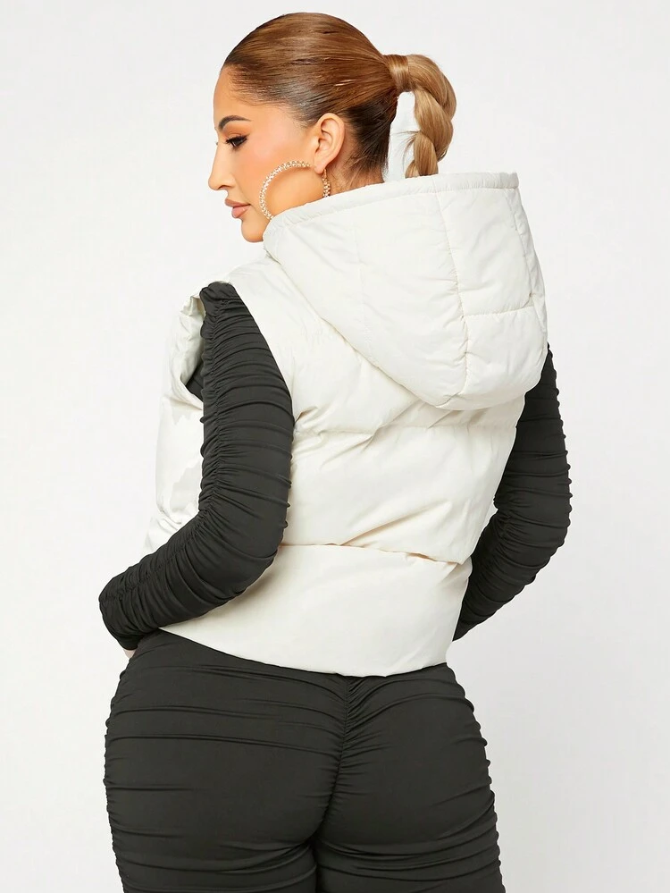 Zip Up Hooded Vest Coat
