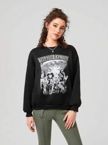 Forever 21 Letter & Figure Graphic  Sweatshirt - Black - View 2