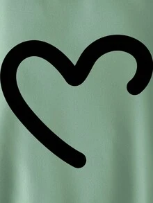 男士愛心圖案袋鼠口袋抽繩連帽衫 - 薄荷綠 - 查看 4