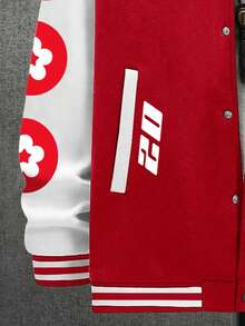 Manfinity Hypemode Nam Lỏng lẻo phù hợp Hamburger & In Khẩu hiệu Sọc trang trí Thả vai Áo khoác Đại học - Nhiều màu - Xem 7