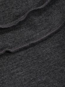 DAZY Chất rắn Scoop Cổ Ren Mộc nhĩ Áo phông vừa vặn - Xám - Xem 7