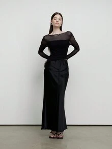 Falda sirena unicolor - Negro - Ver 3