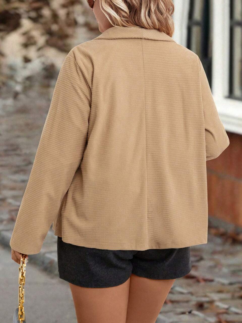Plus Waterfall Collar Open Front Coat