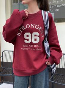 DAZY 字母图案落肩超大套头衫、长袖上衣、秋装卫衣