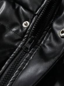 Manfinity Hypemode Loose Fit Men's Padded Coat With Flap Pockets (Without Inner Sweater) - Black - View 7