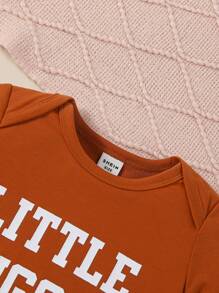 SHEIN 男嬰字母圖案連身背心&動物印花長褲&帽