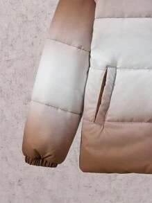 SHEIN Tween Boy Ombre Letter Patched Detail Drop Shoulder Padded Coat - Multicolor - View 3