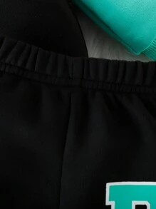 Đứa bé trai Đồ họa Chữ cái Khối màu Áo khoác bomber & Quần nỉ Without Tee - màu xanh lá - Xem 8