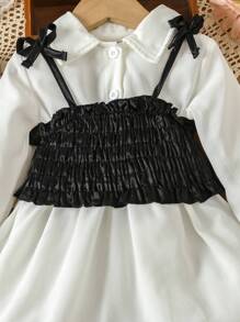 Baby Girl Bow Front Shirt Dress & Cami Top - Multicolor - View 4