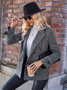 GENKIRA Cổ áo Đôi ngực Áo vest - Nhiều màu - Xem 5