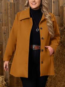 EMERY ROSE Plus Slant Pocket Single Breasted Overcoat