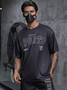 Manfinity Sport Corelite Men's Letter Printed Sports T-Shirt Workout Tops - Multicolor - View 6