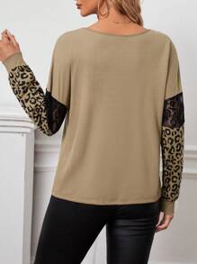 SHEIN LUNE 豹紋落肩T恤 - 駝色 - 查看 2
