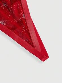 ROMWE Women'S Christmas Series Hollow Sexy One-Piece Underwear - Red - View 3