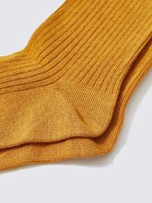 SHEIN 3 pares/set doble Aguja unicolor Calcetines hasta mitad de pantorrilla - Multicolor - Ver 8