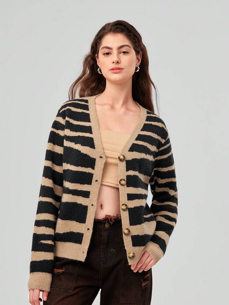 Women's Striped Cardigan Sweater