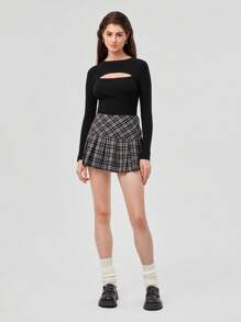 Forever 21 Solid Cut Out Front Ribbed Knit Sweater