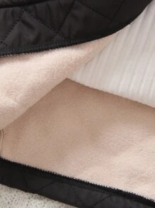 男婴拉链保暖内衬连帽棉服外套（不含毛衣） - 黑色 - 查看 5