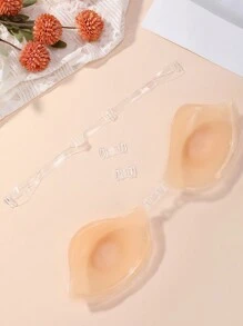 Cubrepezones sólidos, almohadillas para el pecho, sujetador adhesivo con tirantes - Albaricoque - Ver 3