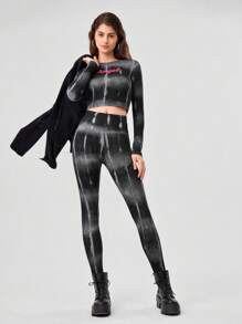 Forever 21 Tie-nhuộm Cao eo Xà cạp - màu đen - Xem 4