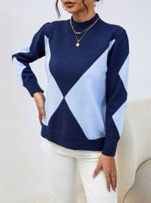 GENKIRA Women's Colorblock Knit Pullover Fall Winter Sweater - Multicolor - View 4
