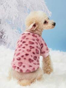 PETSIN Pink Leopard Print Rabbit Hair Pet Hoodie, Suitable For Both Cats And Dogs, 1pc - Multicolor - View 5