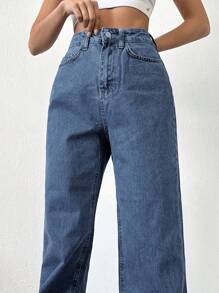 Cottnline Ladies' Straight-leg Jeans - Dark Wash - View 3