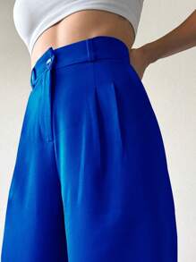EURMUSE Pantalones Anchos De Traje De Color Sólido - azul real - Ver 5