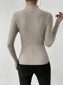 EMERY ROSE Mock Neck Ribbed Knit Sweater,Long Sleeve Tops Knit Pullover Fall Winter Outfit