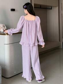DAZY Rô Viền Ruffle Bộ PJ - Hồng - Xem 2