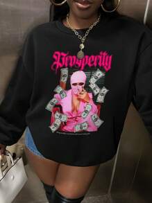 Slaydiva Casual Printed Round-Neck Casual Women's Long Sleeve Sweatshirt Autumn And Winter