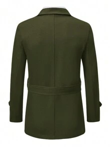 Manfinity Homme Nam Cổ áo Chi tiết nút buộc Áo khoác - xanh quân đội - Xem 4