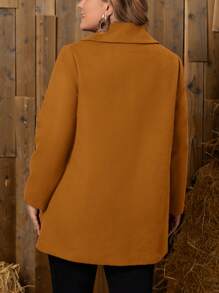 EMERY ROSE Plus Slant Pocket Single Breasted Overcoat