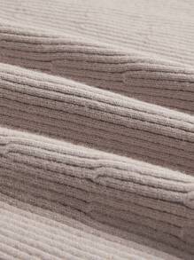 SHEIN BASICS Talla grande Falda de punto de talle alto tejido de canalé - Caqui - Ver 7