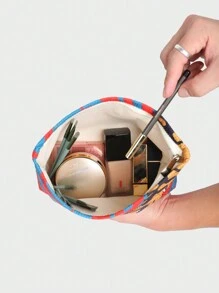 Magdalena Parfieniuk Artist Vacation Tiger Pattern Corduroy Makeup Bag, Holiday - Multicolor - View 2