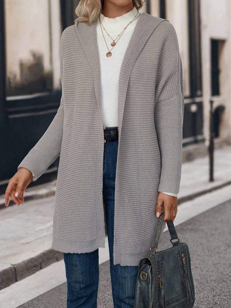 Batwing Sleeve Hooded Duster Cardigan Fall Cloth For Women