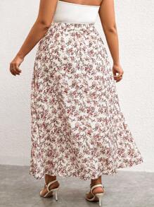 SHEIN Clasi 大碼碎花高衩半身裙 - 彩色 - 查看 2