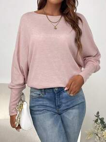 SHEIN Clasi Batwing Sleeve Solid Tee